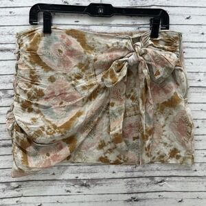 Free People Wrap Mini Skirt Size 6 Pastel Print Brush Stroke Print